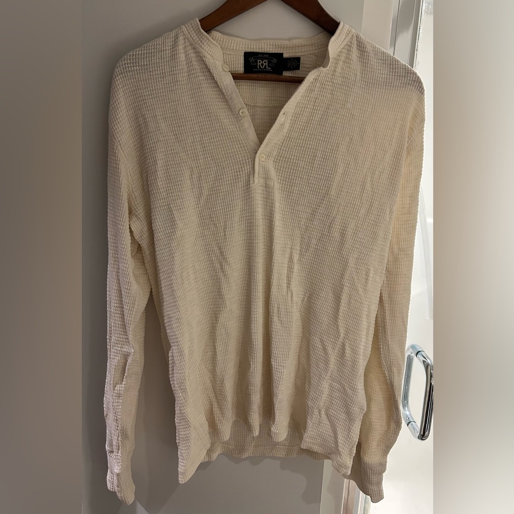 Ralph Lauren Double RL Cream Waffle Henley